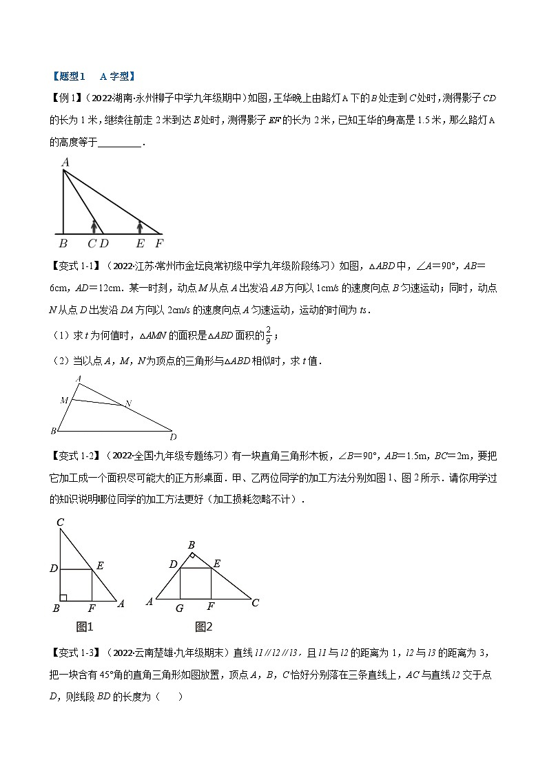 专题4.8 相似三角形的常见模型【八大题型】（学生版）-2023年九年级上册数学举一反三系列（浙教版）第2页