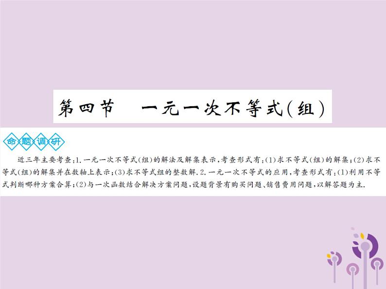 中考数学总复习第二章第四节一元一次不等式组课件01