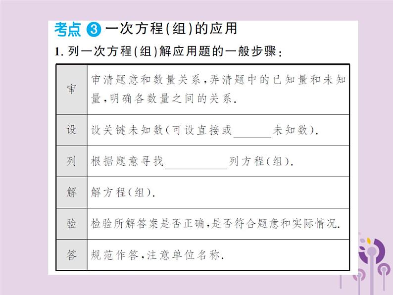 中考数学总复习第二章第一节一次方程组课件07