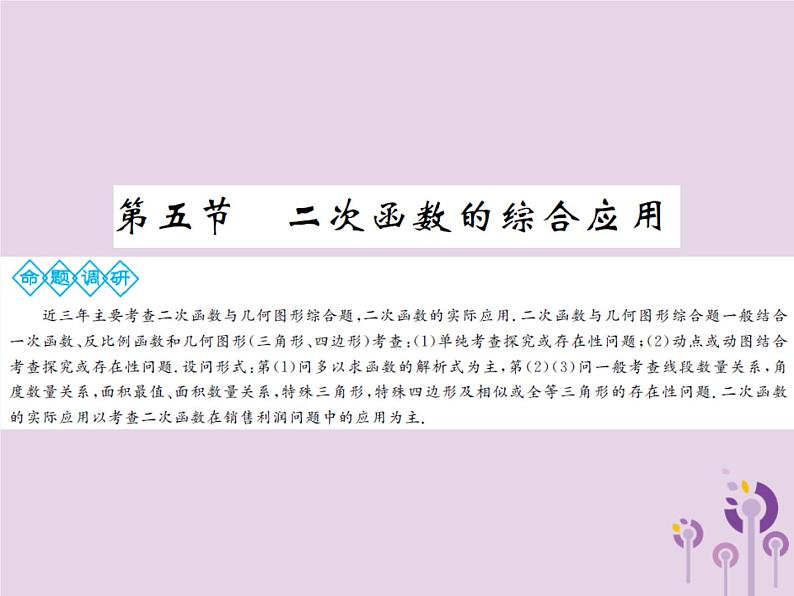 中考数学总复习第三章第五节二次函数的综合应用课件01