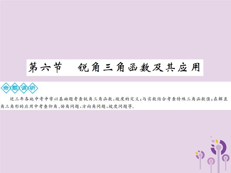 中考数学总复习第四章第六节锐角三角函数及其应用课件第1页