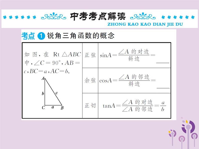 中考数学总复习第四章第六节锐角三角函数及其应用课件第2页