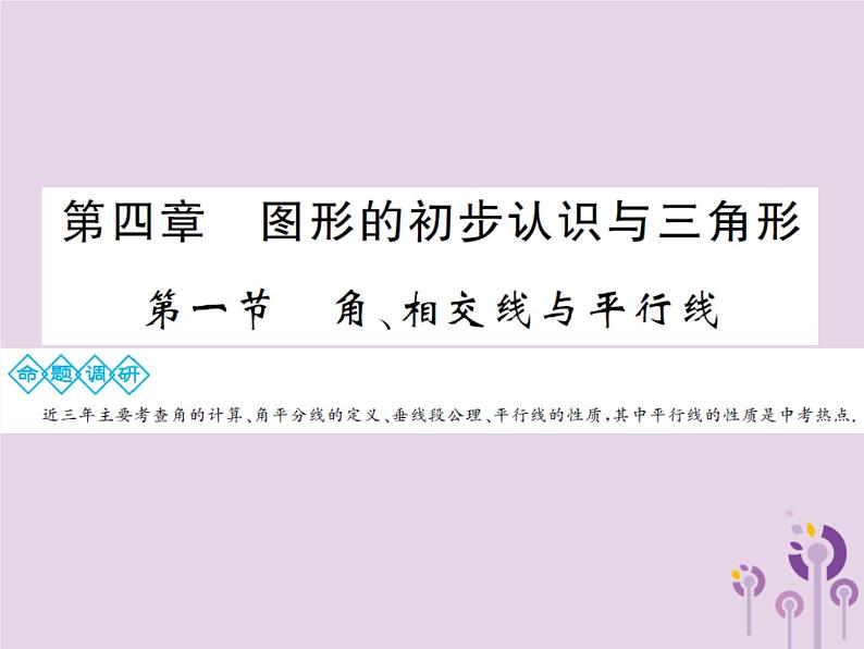 中考数学总复习第四章第一节角相交线与平行线课件第1页