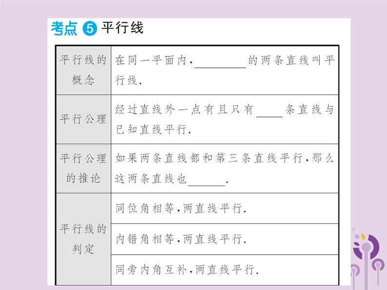 中考数学总复习第四章第一节角相交线与平行线课件第6页