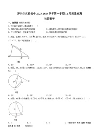 31，山东省济宁市任城区实验初中2023-2024学年九年级上学期12月月考数学试题(无答案)