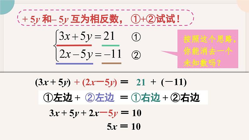 人教版七年级数学下册课件 8.2 第2课时 加减法04