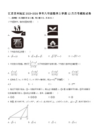 江苏苏州地区2023-2024学年八年级数学上学期12月月考模拟试卷