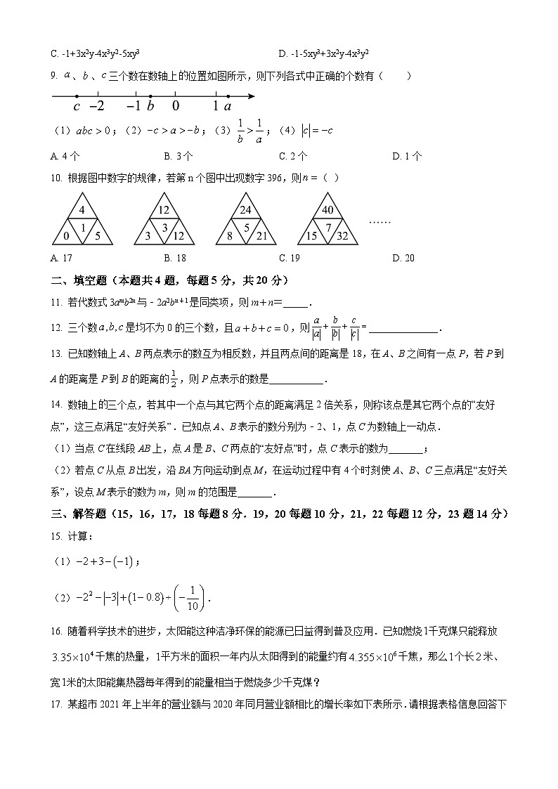 安徽省芜湖市无为第三中学2022-2023学年七年级上学期期中数学试题02