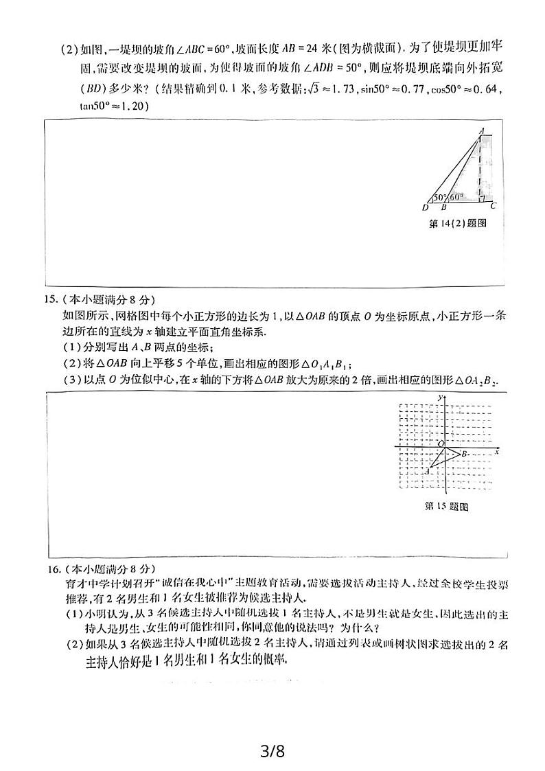四川省成都棠湖外国语学校2023-2024学年九年级上学期12月考数学试卷第3页