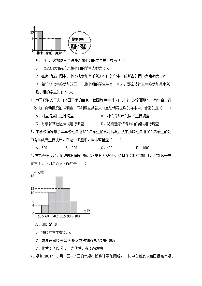 北师大版数学七年级上册第六章数据的收集与整理期末章节提升练习02