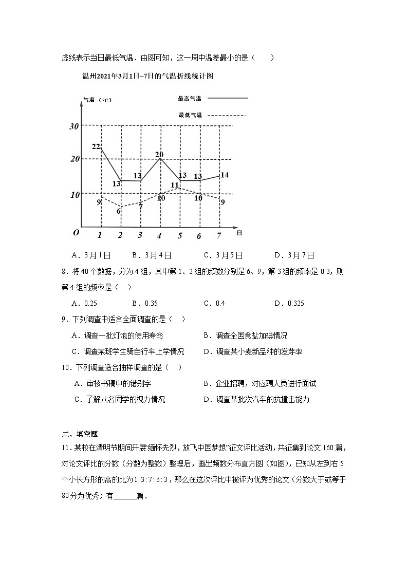 北师大版数学七年级上册第六章数据的收集与整理期末章节提升练习03