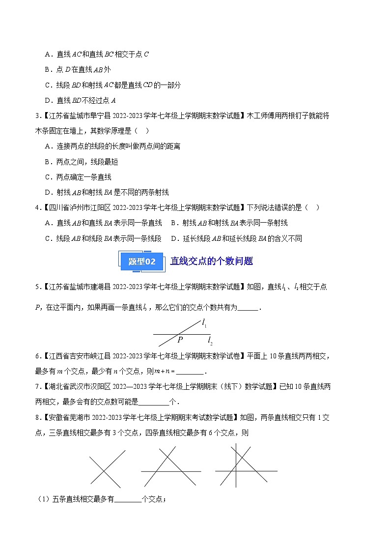 专题06 线段、射线、直线以及比较线段的长短（九种考法）-【备考期末】2023-2024学年七年级数学上学期期末真题分类汇编（北师大版）02