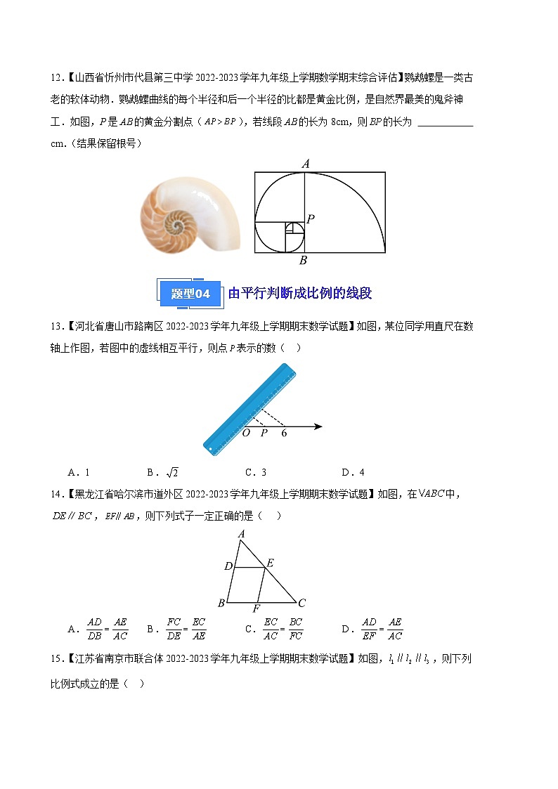专题05 比例线段与平行线分线段成比例（五种考法）（原卷版）第3页