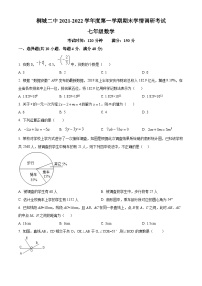 精品解析：安徽省安庆市桐城市第二中学2021-2022学年七年级上学期期末数学试题（原卷版）