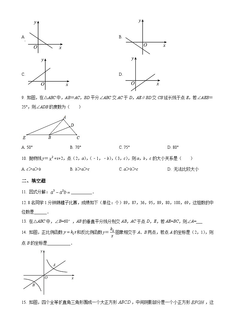 精品解析：福建省泉州市鲤城区北大培文学校2021-2022学年九年级上学期期末数学试题（原卷版）第2页