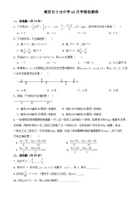 江苏省南京市上元中学2023—2024学年上学期12月学情检测七年级数学试卷