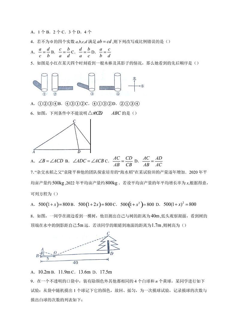 安徽省宿州市泗县2023-2024学年九年级上册月考数学模拟试题（附答案）第2页