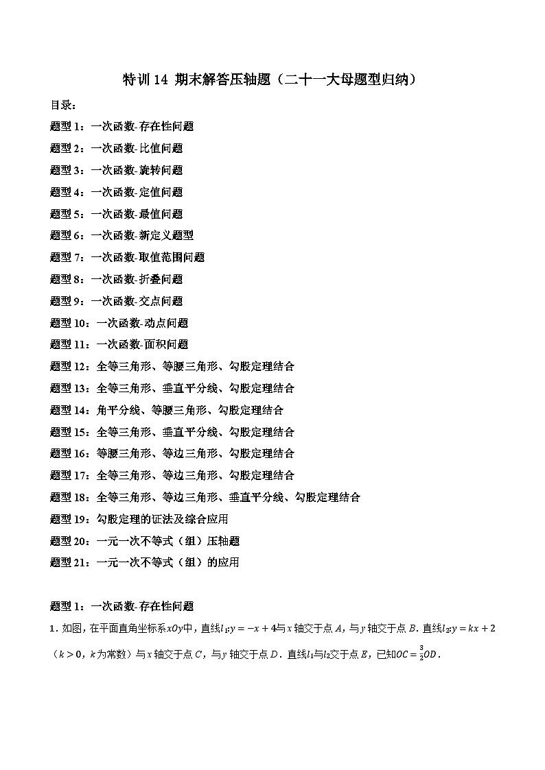 特训14 期末解答压轴题（二十一大母题型归纳）（解析版）第1页
