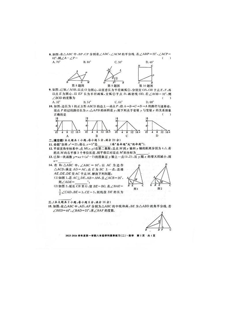 安徽省合肥市部分中学2023-2024学年八年级上学期12月考数学试题02
