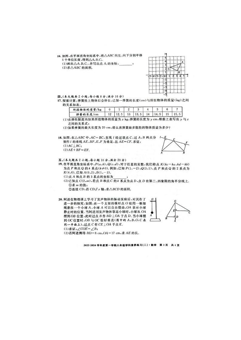 安徽省合肥市部分中学2023-2024学年八年级上学期12月考数学试题03