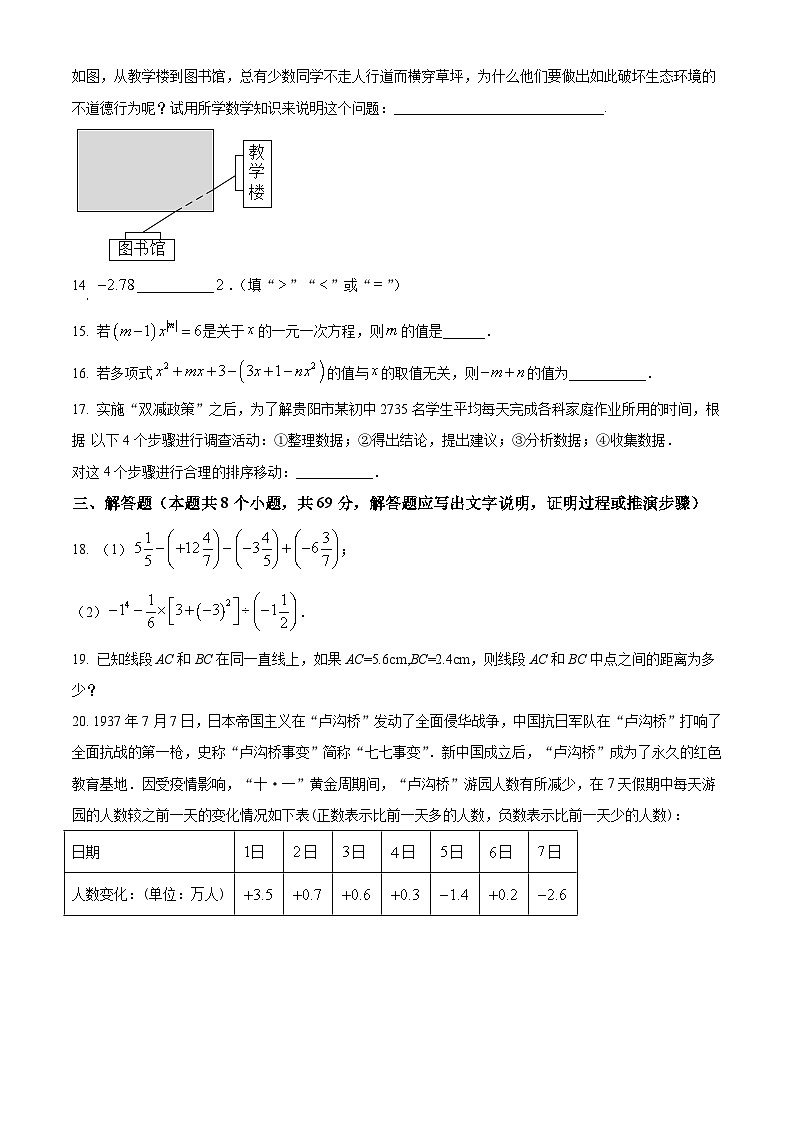 山东省聊城市冠县2022-2023学年七年级上学期期末数学试题第3页