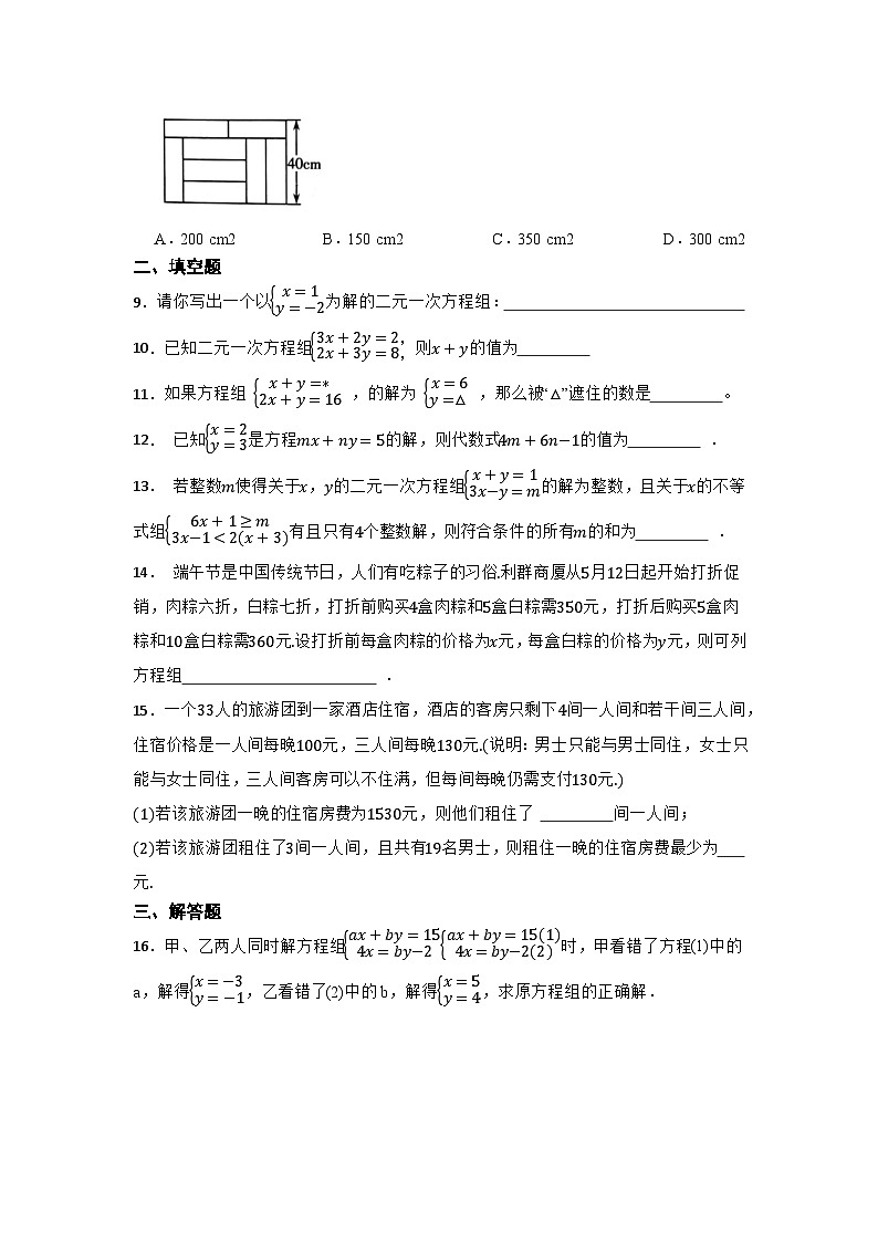 2024年数学中考一轮复习专题：二元一次方程组第2页