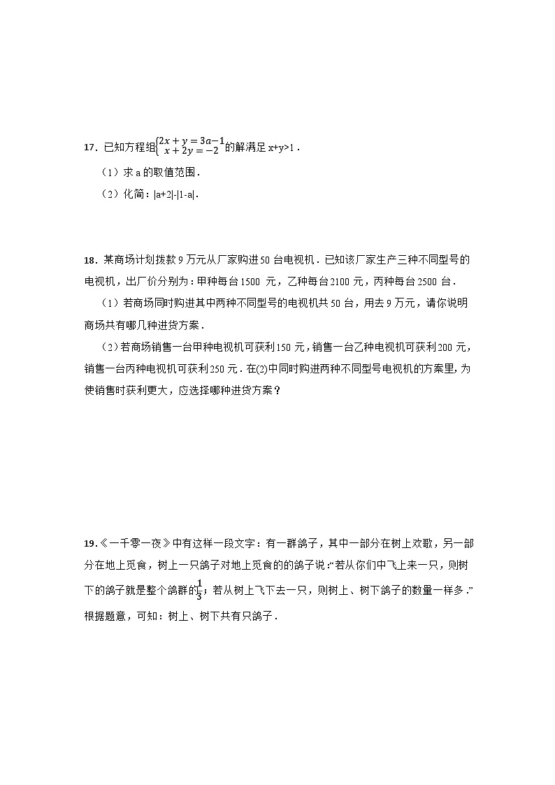 2024年数学中考一轮复习专题：二元一次方程组第3页