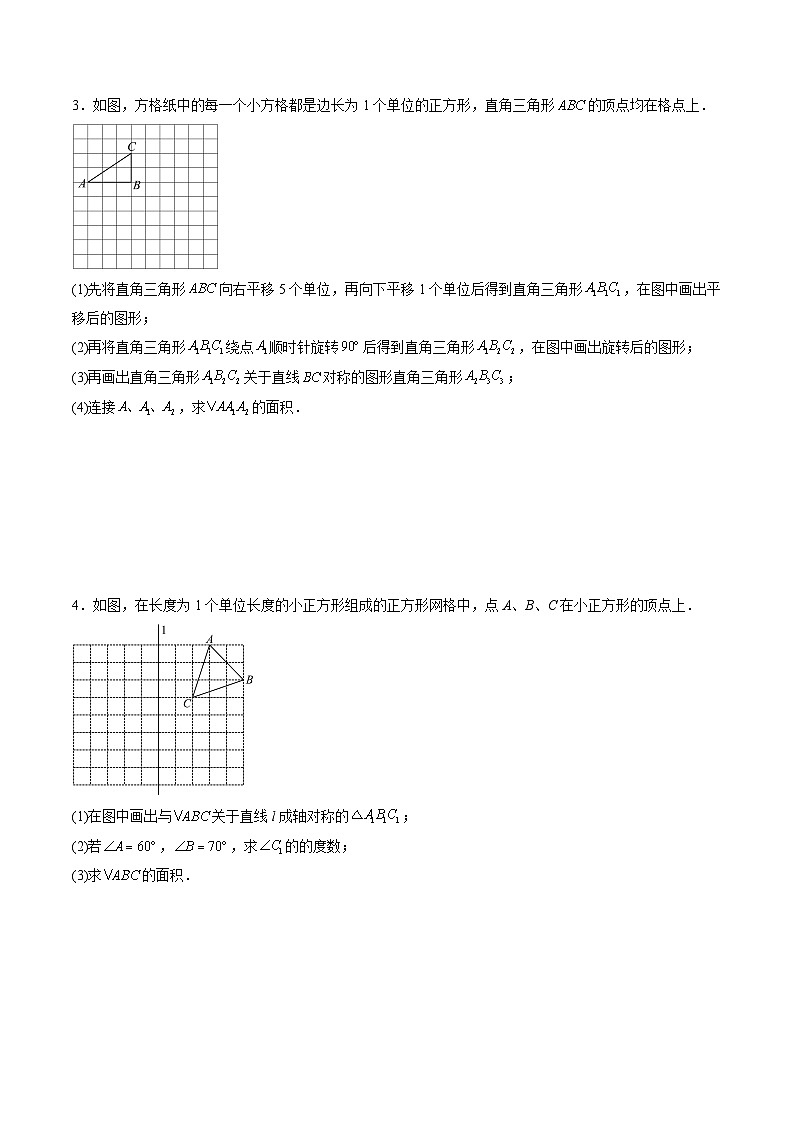 必刷题型03 网格中轴对称、平移、旋转及中心对称的作图-2023-2024学年七年级数学下册期末解答压轴题必刷专题训练（华师大版）02