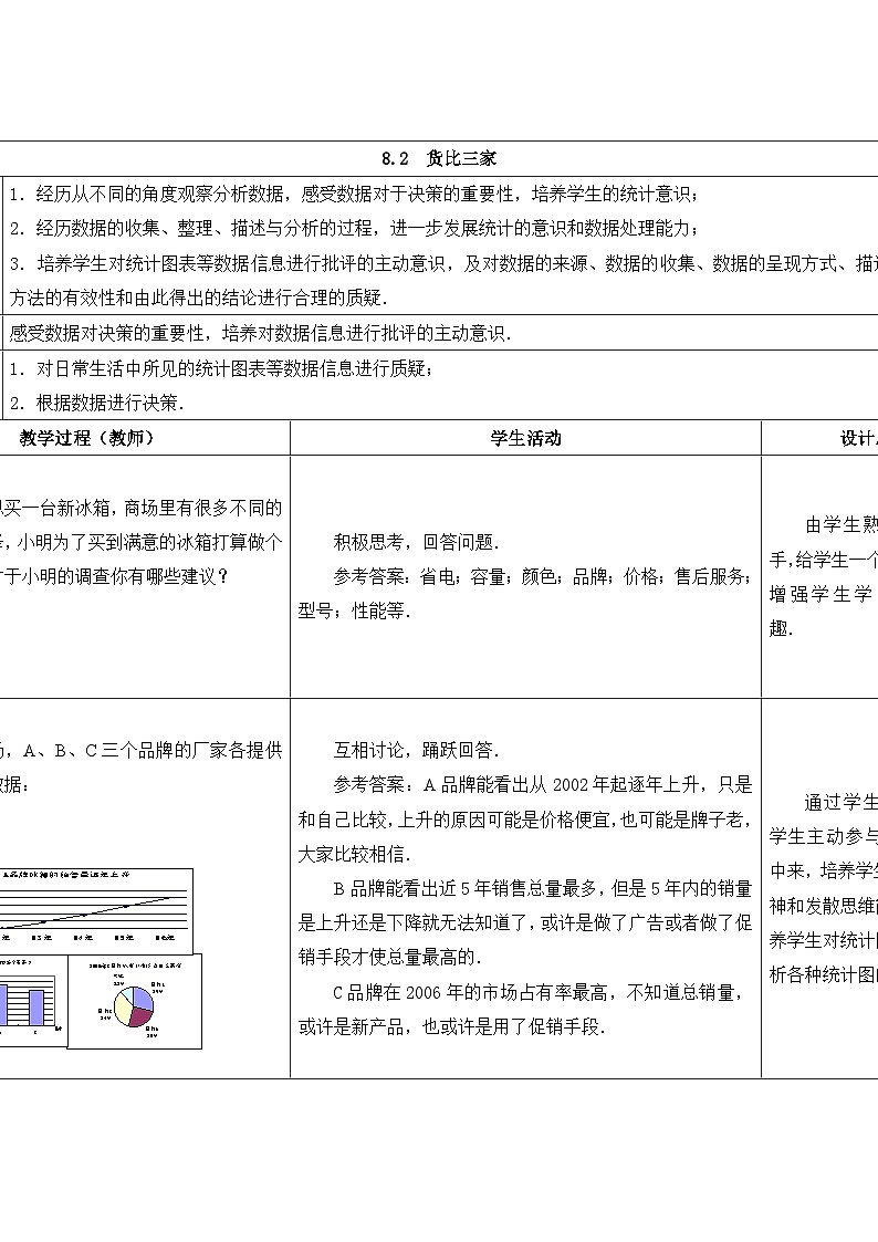 苏科版数学九年级下册 8.2货比三家教案教学设计01