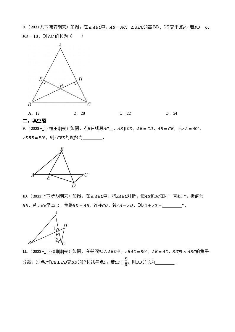 【课时练】(湘教版) 2023-2024学年初中数学八年级上册 2.5 全等三角形 同步分层训练培优卷(学生版)第3页