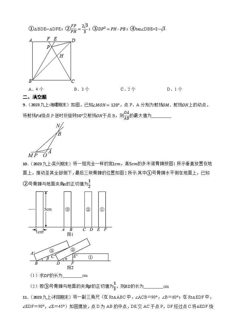 【课时练】(湘教版) 2023-2024学年初中数学九年级上册 4.1 正弦和余弦 同步分层训练培优卷03