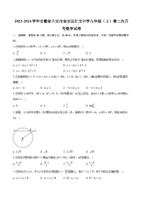 2023-2024学年安徽省六安市金安区汇文中学九年级（上）第三次月考数学试卷（含解析）