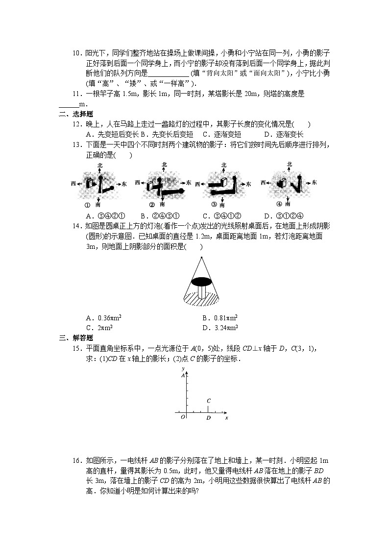 中考数学总复习资源 【特色训练】29.1投影第2页