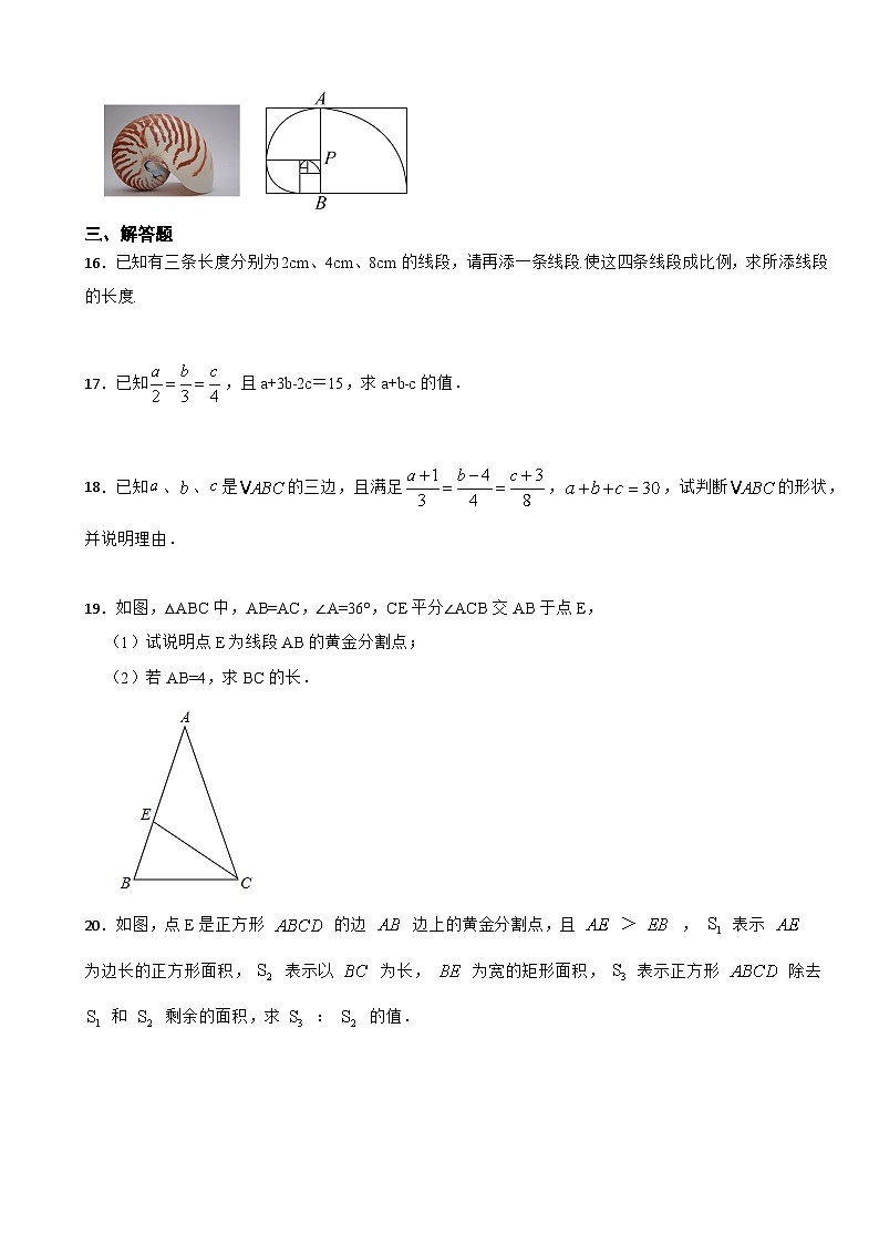 4.1 比例线段 浙教版数学九年级上册同步训练(含解析)03