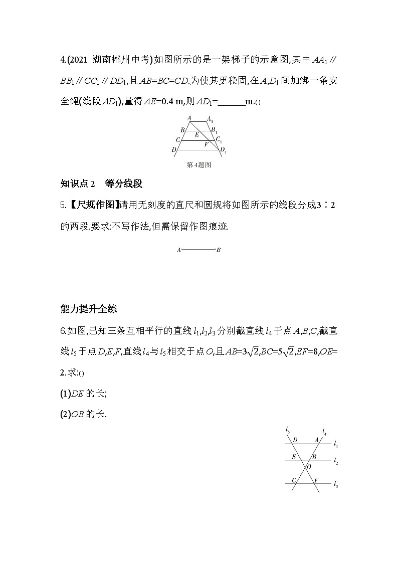 4.2 由平行线截得的比例线段 浙教版数学九年级上册素养提升卷(含解析)02