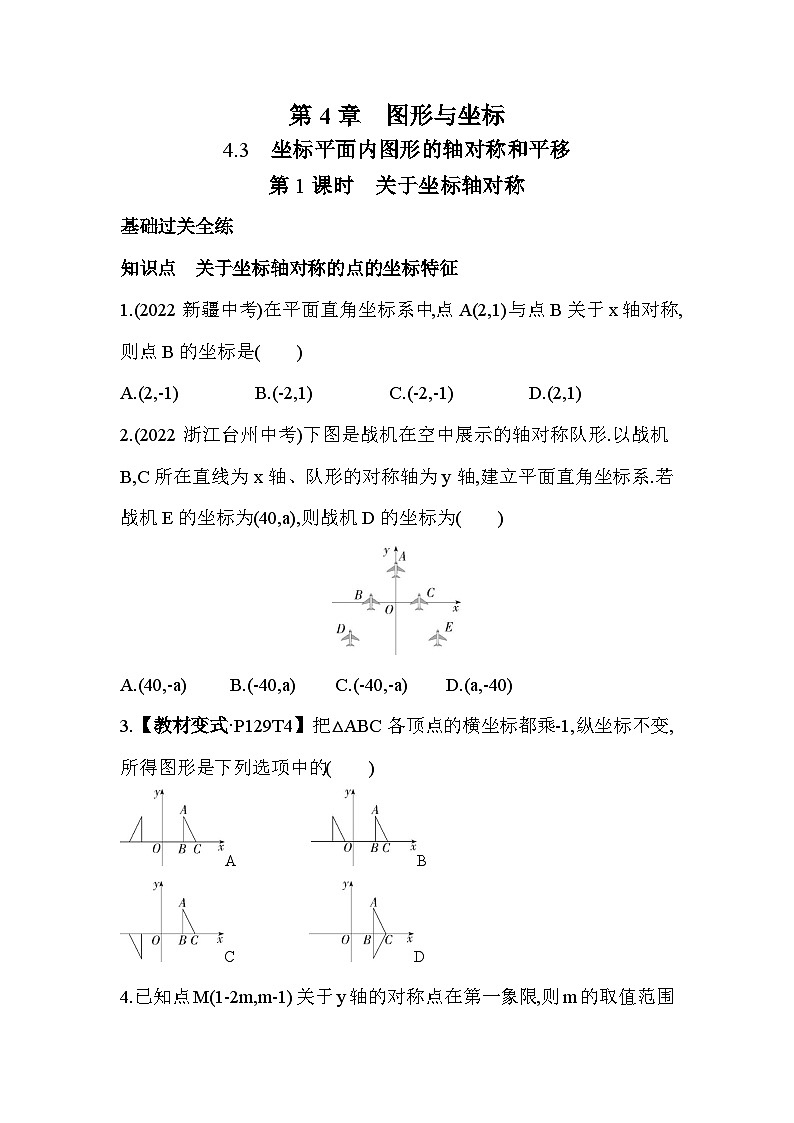 4.3.1 关于坐标轴对称 浙教版数学八年级上册素养提升卷(含解析)01