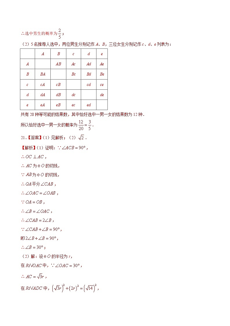 九年级数学期末模拟卷02（人教版，九年级上下册）-2023-2024学年初中上学期期末模拟考试02