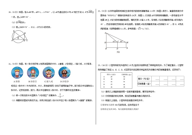山东省济南市莱芜区汶源学校2023—2024学年上学期九年级数学期末模拟试题四03