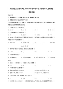 河南省驻马店市平舆县2023-2024学年七年级上学期12月月考数学模拟试题（含答案）