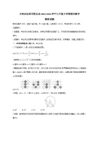 吉林省松原市乾安县2023-2024学年九年级上学期期末数学模拟试题（含答案）