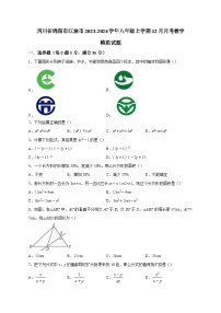 四川省绵阳市江油市2023-2024学年八年级上学期12月月考数学模拟试题（含答案）