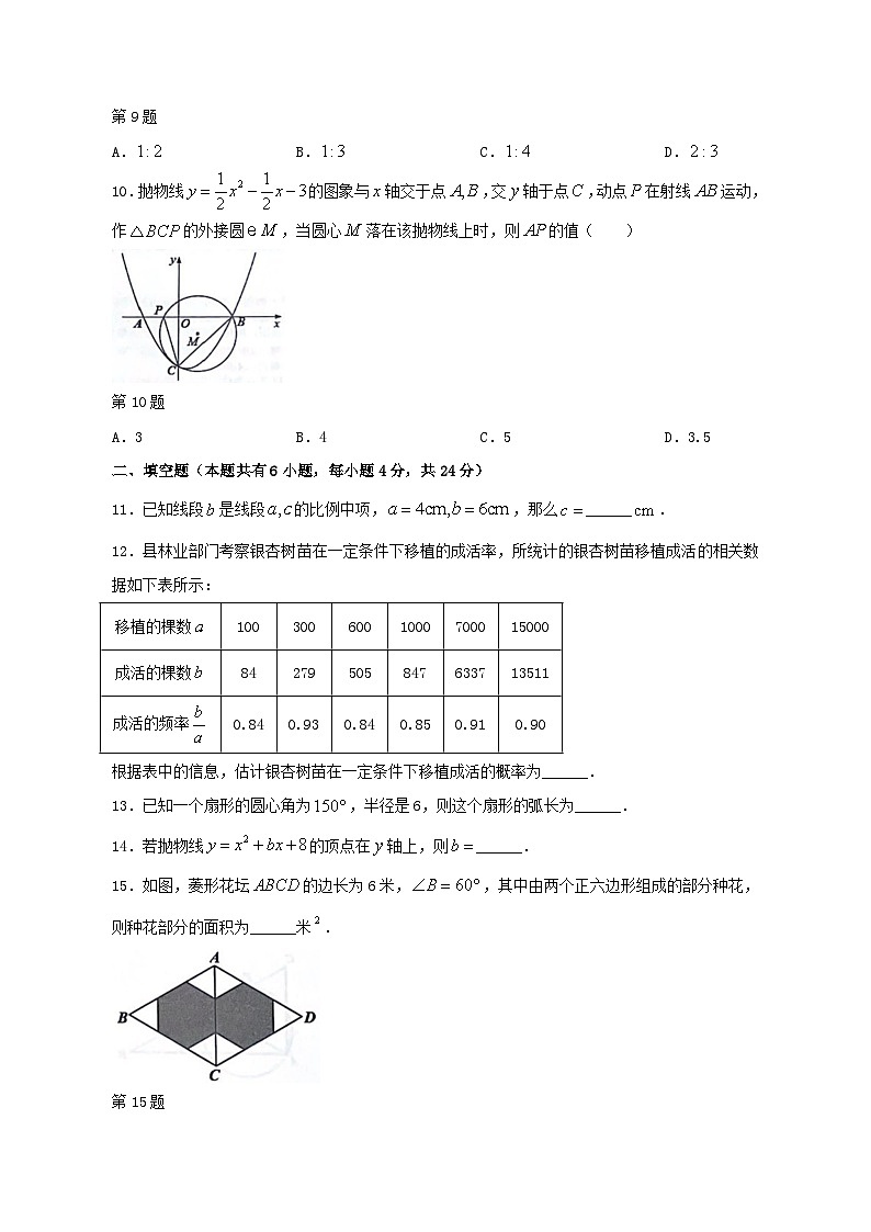 浙江省温州市2023-2024学年九年级上学期12月月考数学模拟试题（含答案）03