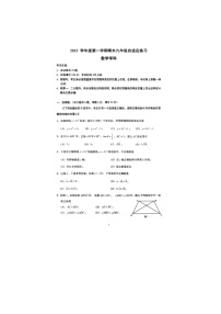 上海普陀区2023-2024学年上学期期末九年级自适应练习数学学科试题（一模）