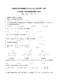 【全套精品专题】通用版湖南省长沙市2022-2023-1师梅九上第三次月考数学试卷（知识梳理+含答案）