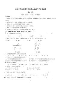 【全套精品专题】通用版湖南省长沙市-2023-2024-1周南八上入学考试数学试卷（知识梳理+含答案）