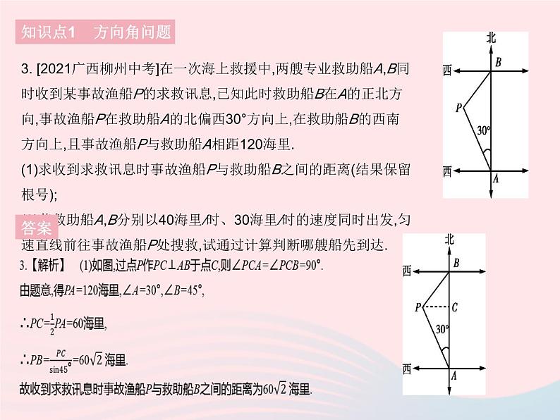 河北专用2023九年级数学下册第28章锐角三角函数28.2解直角三角形及其应用课时3应用举例(2)作业课件新版新人教版第5页