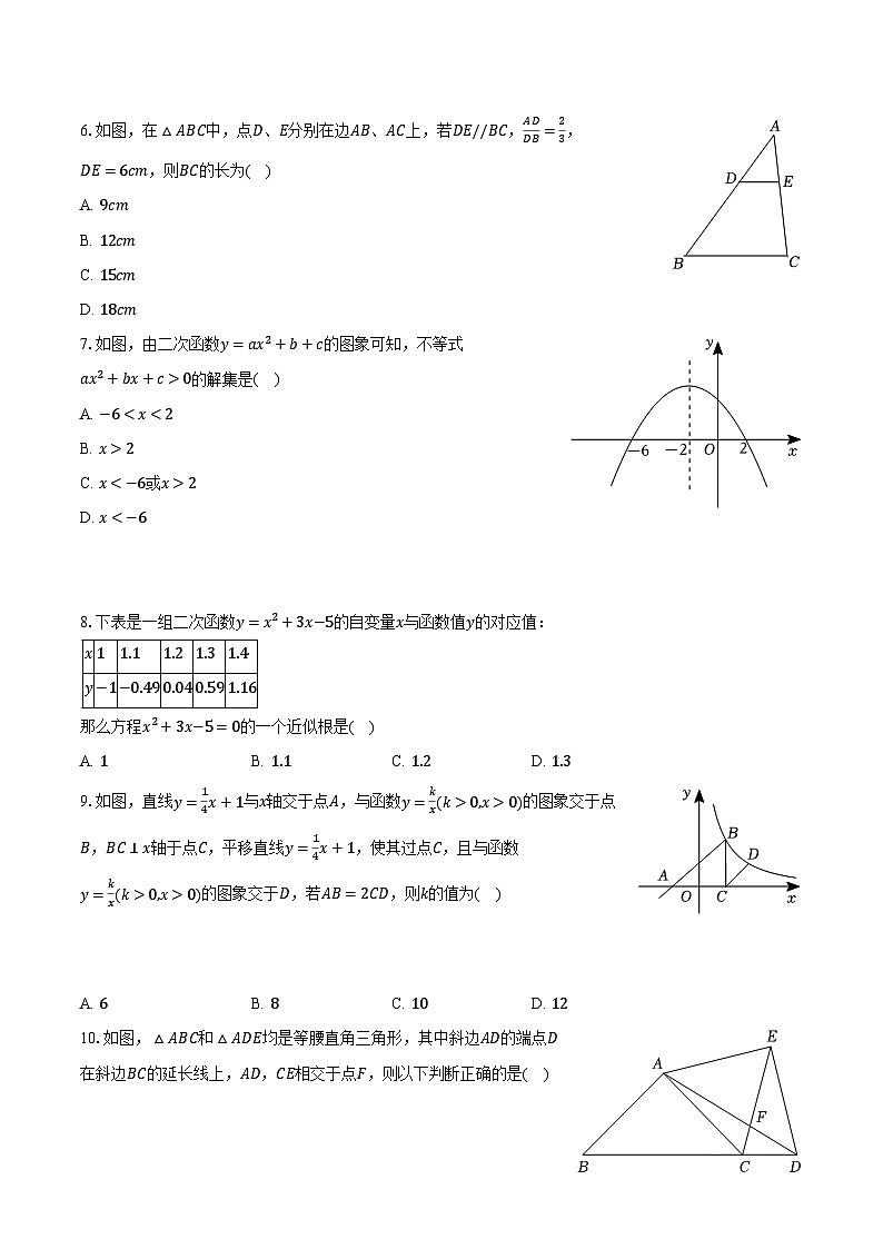 安徽省蚌埠第一实验学校、六中2022-2023学年九年级上学期期末数学试卷+02