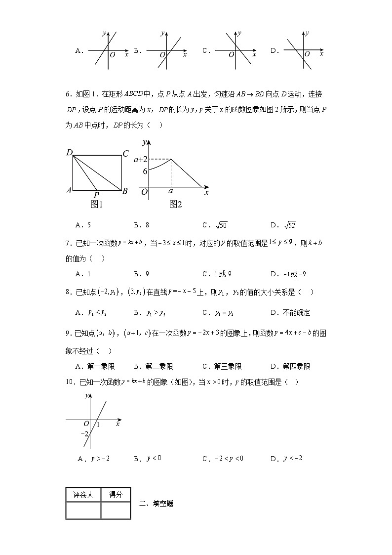 2023-2024学年京改版八年级下册第十四章一次函数单元测试卷第2页