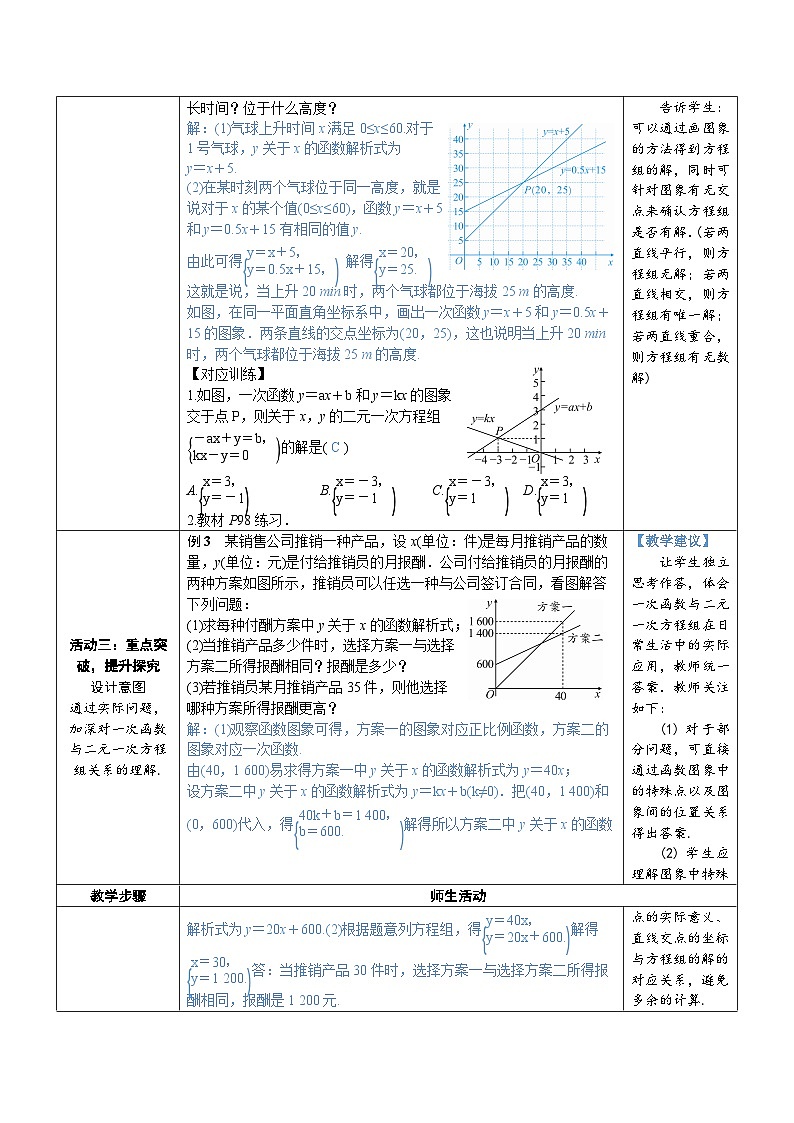 19.2.3  第2课时 一次函数与二元一次方程组 8年级人教数学下册{课件+教案]02