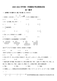 江苏省张家港地区2023-2024学年七年级数学上学期期末考试模拟试卷